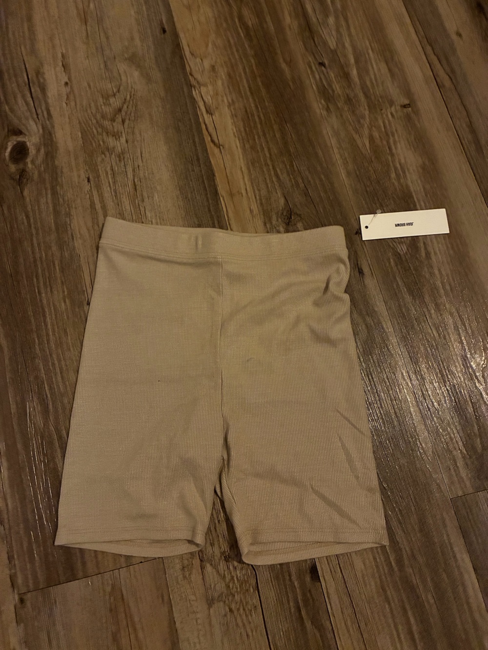JOAH BROWN HIGH RISE MID THIGH RIBBED BIKER SHORTS - Picture 5 of 8
